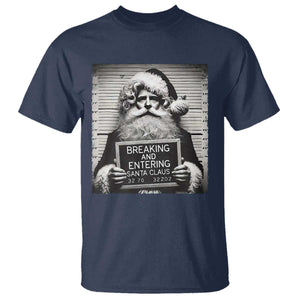 Funny Santa Mugshot T Shirt Naughty Christmas Festive Vibe TS02 Navy Print Your Wear