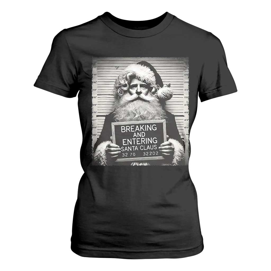 Funny Santa Mugshot T Shirt For Women Naughty Christmas Festive Vibe TS02 Black Print Your Wear