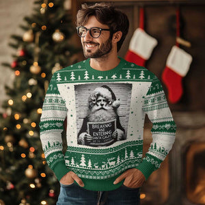 Funny Santa Mugshot Ugly Christmas Sweater Naughty Christmas Festive Vibe TS02 Green Print Your Wear