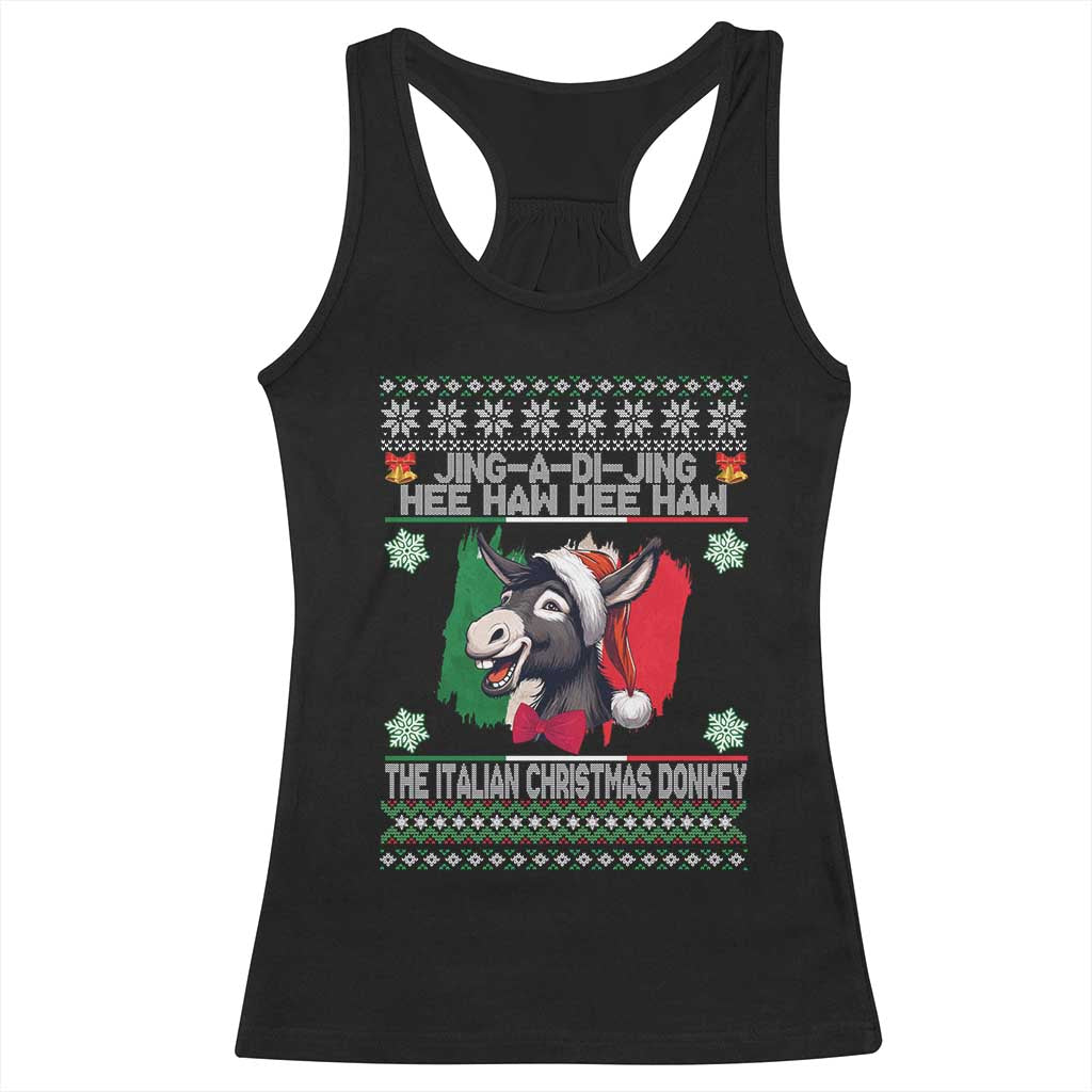 Italian Christmas Donkey Racerback Tank Top Funny Jing A Di Jing Hee Haw Italy Flag TS02 Black Print Your Wear