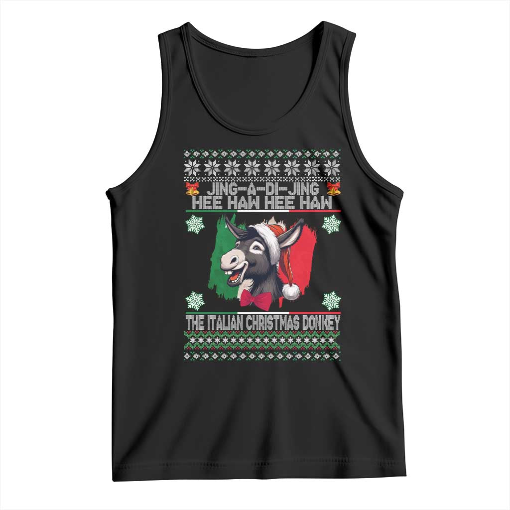 Italian Christmas Donkey Tank Top Funny Jing A Di Jing Hee Haw Italy Flag TS02 Black Print Your Wear