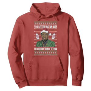 Funny Christmas Sarcastic Diddy Hoodie You Better Watch Out The Diddler Coming To Town TS02 Red Print Your Wear