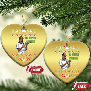 Funny Rapper Meme Xmas Christmas Ornament Fo Shizzle My Nizzle TS02 Heart Gold Print Your Wear