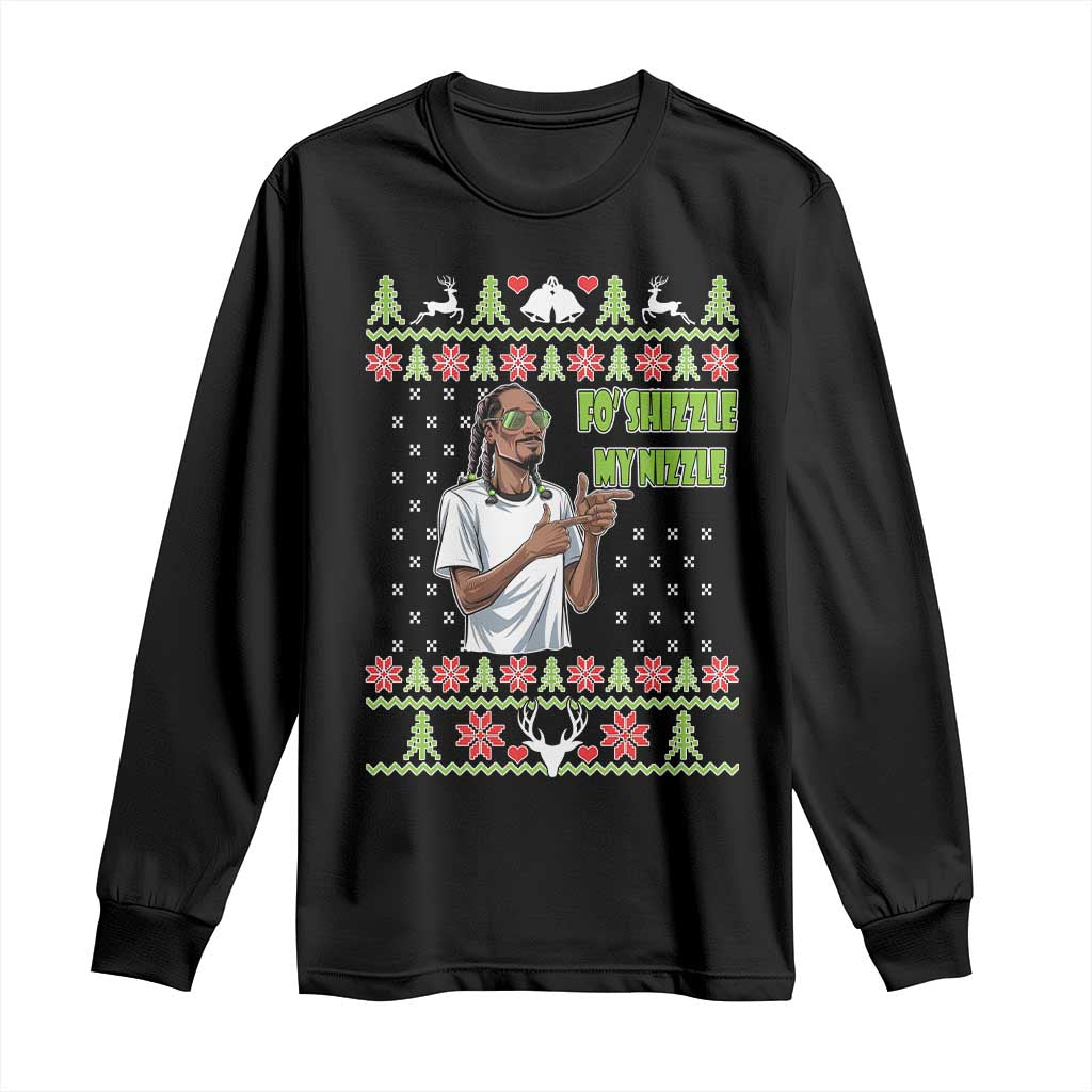 Funny Rapper Meme Christmas Long Sleeve Shirt Fo Shizzle My Nizzle TS02 Black Print Your Wear