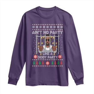 Funny Christmas Sarcastic Diddy Long Sleeve Shirt Aint No Party Like A Diddy Party TS02 Purple Print Your Wear