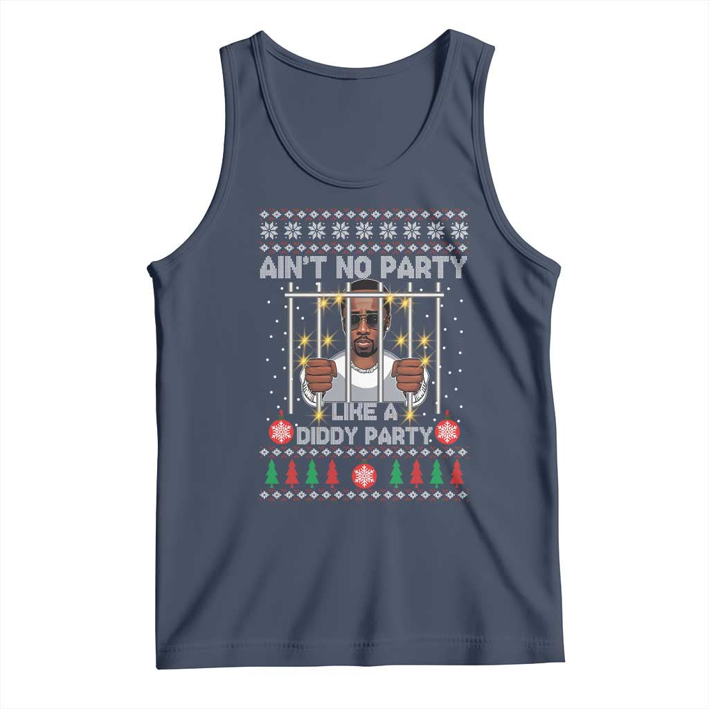 Funny Christmas Sarcastic Diddy Tank Top Aint No Party Like A Diddy Party TS02 Navy Print Your Wear
