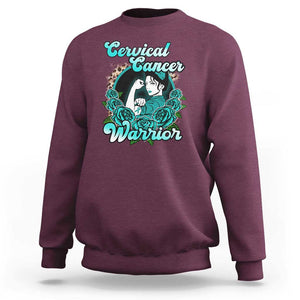 Cervical Cancer Warrior Sweatshirt Support Squad Survivor Fighter Teal Ribbon TS02 Maroon Print Your Wear