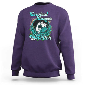 Cervical Cancer Warrior Sweatshirt Support Squad Survivor Fighter Teal Ribbon TS02 Purple Print Your Wear