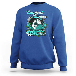 Cervical Cancer Warrior Sweatshirt Support Squad Survivor Fighter Teal Ribbon TS02 Royal Blue Print Your Wear