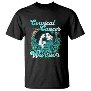 Cervical Cancer Warrior T Shirt Support Squad Survivor Fighter Teal Ribbon TS02 Black Print Your Wear