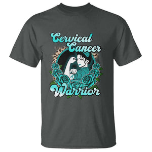 Cervical Cancer Warrior T Shirt Support Squad Survivor Fighter Teal Ribbon TS02 Dark Heather Print Your Wear