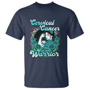 Cervical Cancer Warrior T Shirt Support Squad Survivor Fighter Teal Ribbon TS02 Navy Print Your Wear