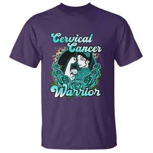 Cervical Cancer Warrior T Shirt Support Squad Survivor Fighter Teal Ribbon TS02 Purple Print Your Wear