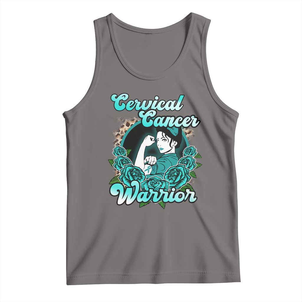 Cervical Cancer Warrior Tank Top Support Squad Survivor Fighter Teal Ribbon TS02 Deep Heather Print Your Wear