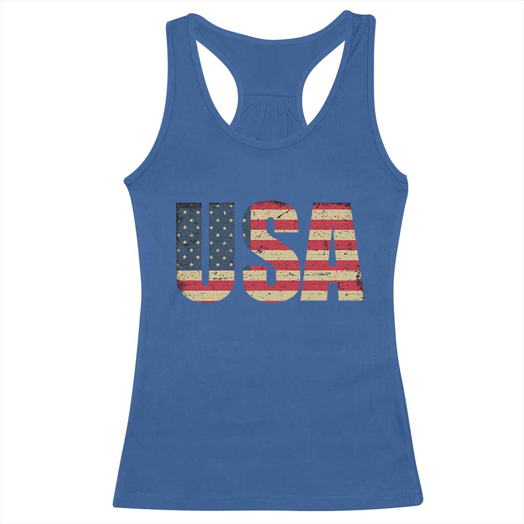 USA American Flag Racerback Tank Top Retro Vintage Patriotic TS02 Royal Blue Print Your Wear