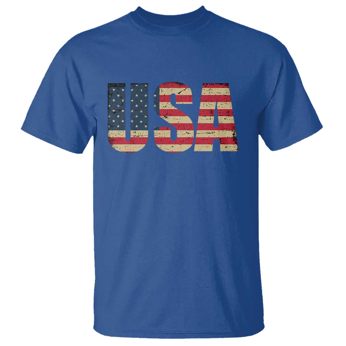 USA American Flag T Shirt Retro Vintage Patriotic TS02 Royal Blue Print Your Wear