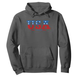 USA Patriotic Hoodie Red White Blue Stars TS02 Dark Heather Print Your Wear