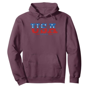 USA Patriotic Hoodie Red White Blue Stars TS02 Maroon Print Your Wear