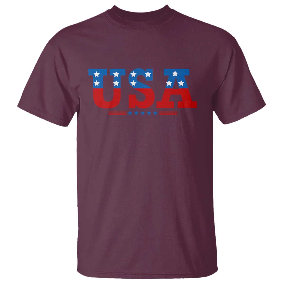 USA Patriotic T Shirt Red White Blue Stars TS02 Maroon Print Your Wear