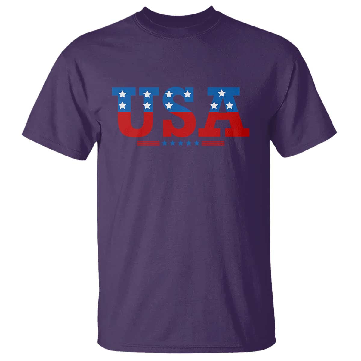 USA Patriotic T Shirt Red White Blue Stars TS02 Purple Print Your Wear