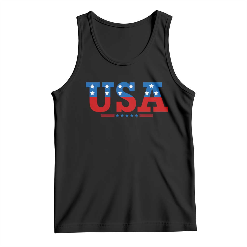 USA Patriotic Tank Top Red White Blue Stars TS02 Black Print Your Wear