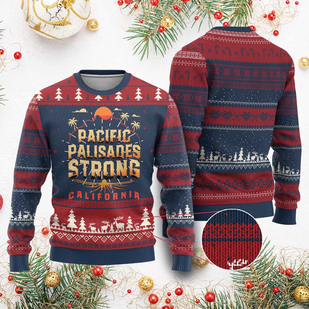 Pacific Palisades Strong Knit Sweatshirt Support California LA Relief TS02 Burgundy Print Your Wear