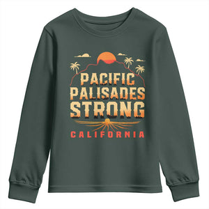 Pacific Palisades Strong Youth Sweatshirt Support California LA Relief TS02 Dark Forest Green Print Your Wear