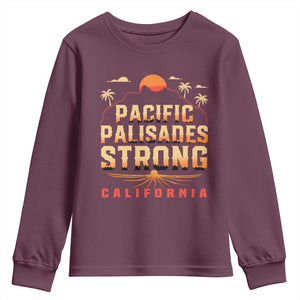 Pacific Palisades Strong Youth Sweatshirt Support California LA Relief TS02 Maroon Print Your Wear