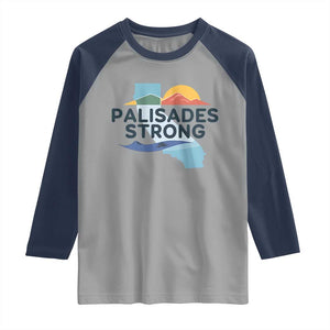 Palisades Strong Raglan Shirt Support California LA Relief TS02 Sport Gray Navy Print Your Wear