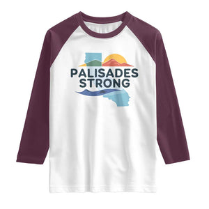 Palisades Strong Raglan Shirt Support California LA Relief TS02 White Maroon Print Your Wear