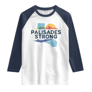 Palisades Strong Raglan Shirt Support California LA Relief TS02 White Navy Print Your Wear