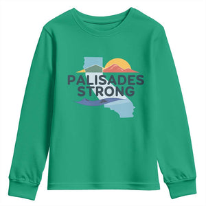 Palisades Strong Youth Sweatshirt Support California LA Relief TS02 Irish Green Print Your Wear