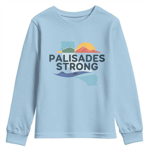 Palisades Strong Youth Sweatshirt Support California LA Relief TS02 Light Blue Print Your Wear