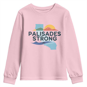 Palisades Strong Youth Sweatshirt Support California LA Relief TS02 Light Pink Print Your Wear