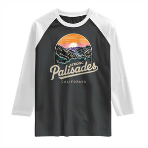 Palisades Strong Raglan Shirt Support California LA Relief Vintage TS02 Black White Print Your Wear