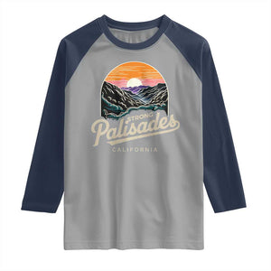 Palisades Strong Raglan Shirt Support California LA Relief Vintage TS02 Sport Gray Navy Print Your Wear