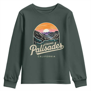 Palisades Strong Youth Sweatshirt Support California LA Relief Vintage TS02 Dark Forest Green Print Your Wear