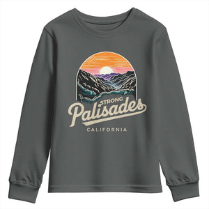 Palisades Strong Youth Sweatshirt Support California LA Relief Vintage TS02 Dark Heather Print Your Wear