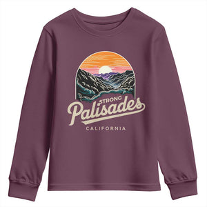 Palisades Strong Youth Sweatshirt Support California LA Relief Vintage TS02 Maroon Print Your Wear