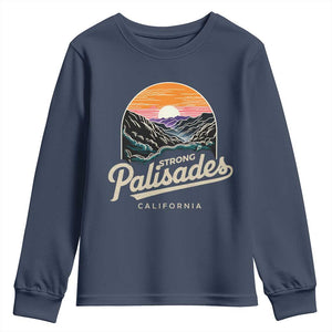 Palisades Strong Youth Sweatshirt Support California LA Relief Vintage TS02 Navy Print Your Wear