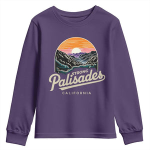 Palisades Strong Youth Sweatshirt Support California LA Relief Vintage TS02 Purple Print Your Wear