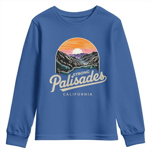 Palisades Strong Youth Sweatshirt Support California LA Relief Vintage TS02 Royal Blue Print Your Wear