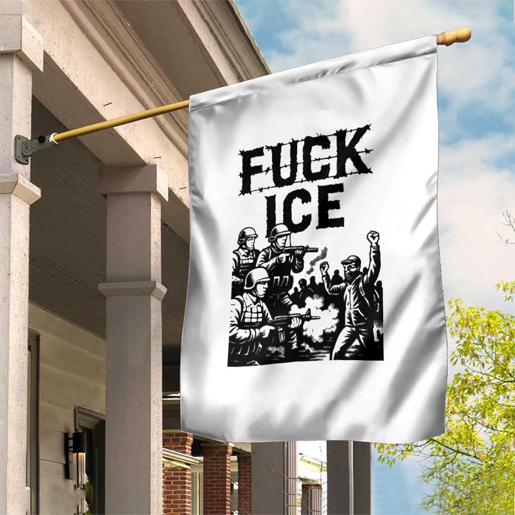 F Ice Riot Protest Graphic Garden Flag Political Resistance Against Ice Violence TS02 Print Your Wear