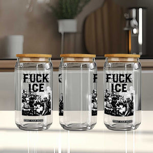 F Ice Riot Protest Graphic Glass Can Political Resistance Against Ice Violence TS02 Print Your Wear