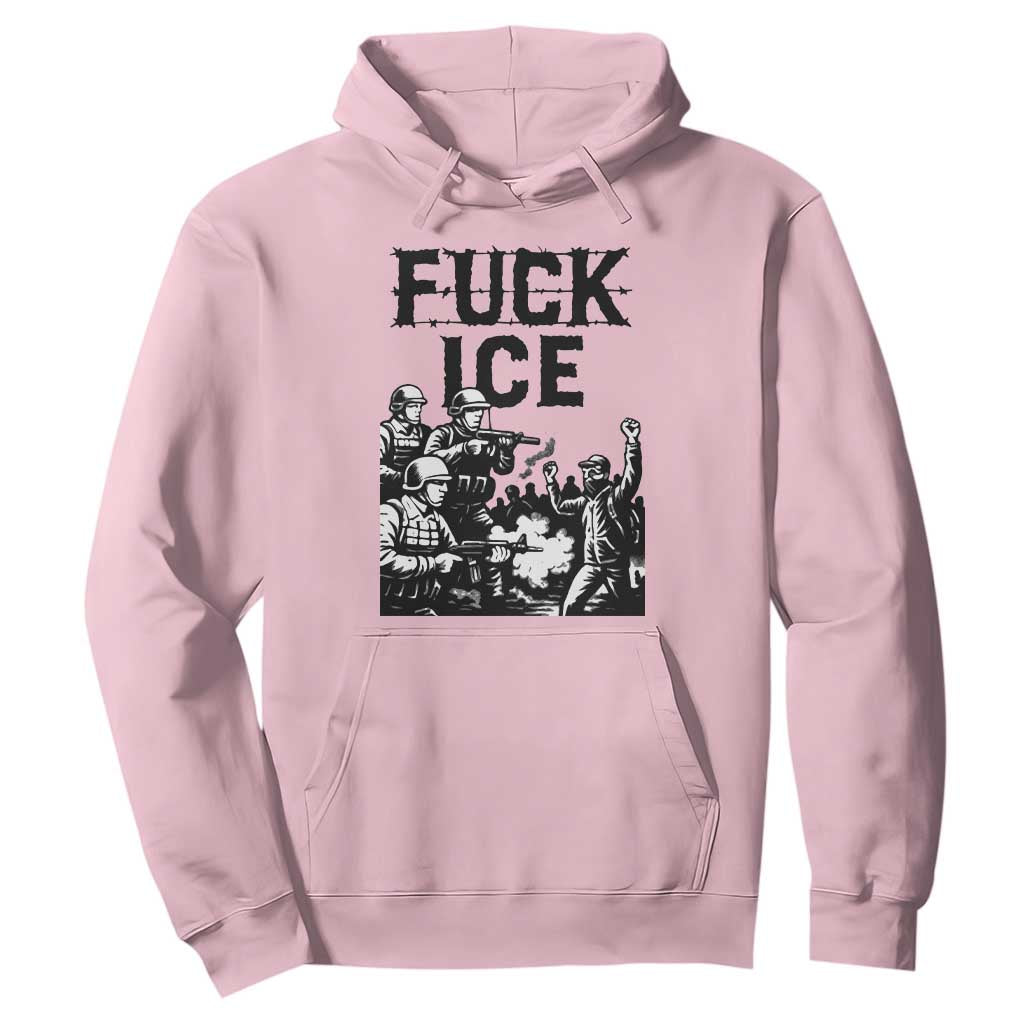 F Ice Riot Protest Graphic Hoodie Political Resistance Against Ice Violence TS02 Light Pink Print Your Wear