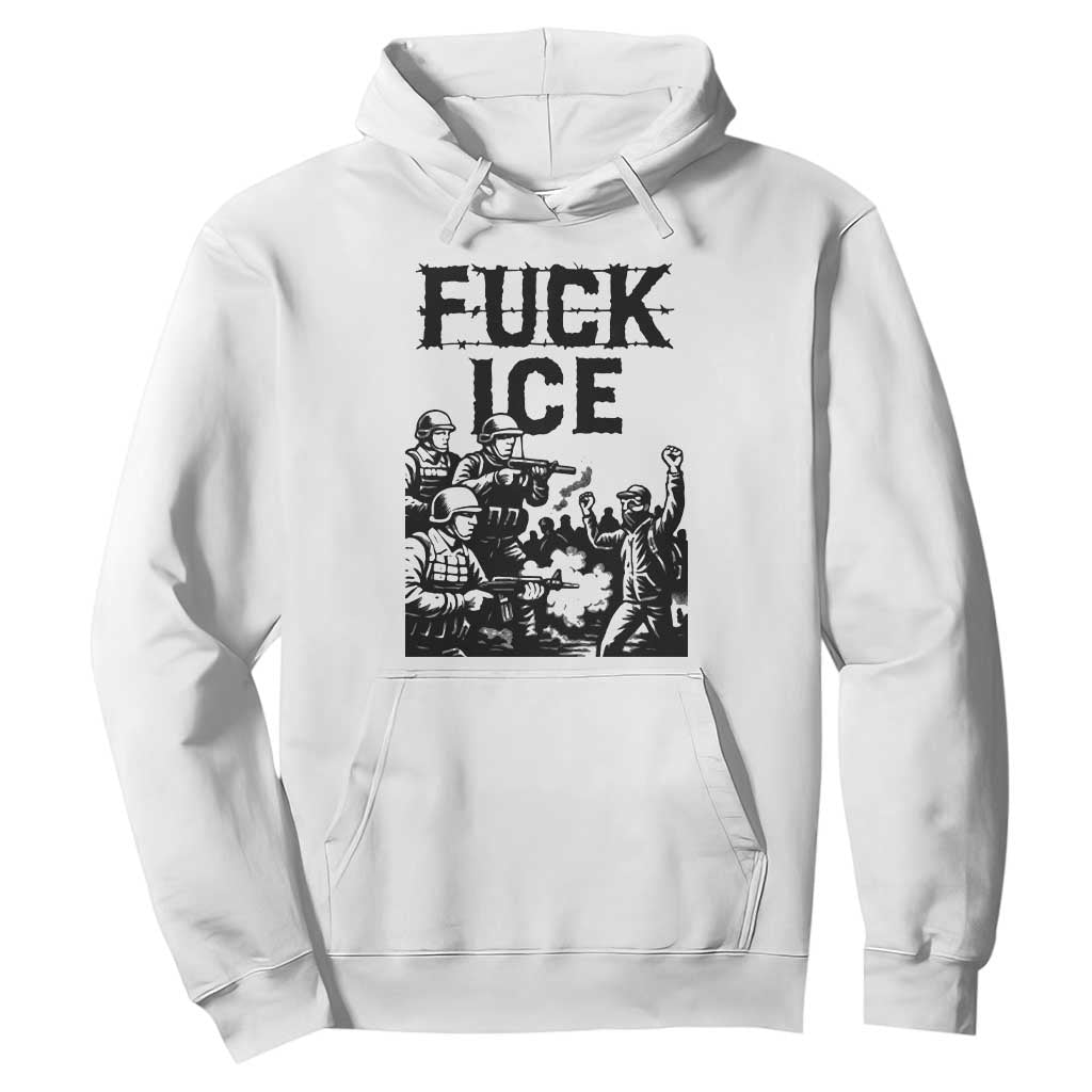 F Ice Riot Protest Graphic Hoodie Political Resistance Against Ice Violence TS02 White Print Your Wear
