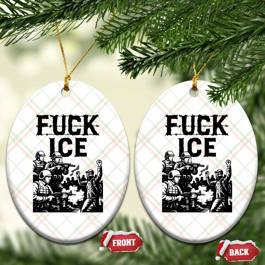 F Ice Riot Protest Graphic Ceramic Ornament Political Resistance Against Ice Violence TS02 Print Your Wear