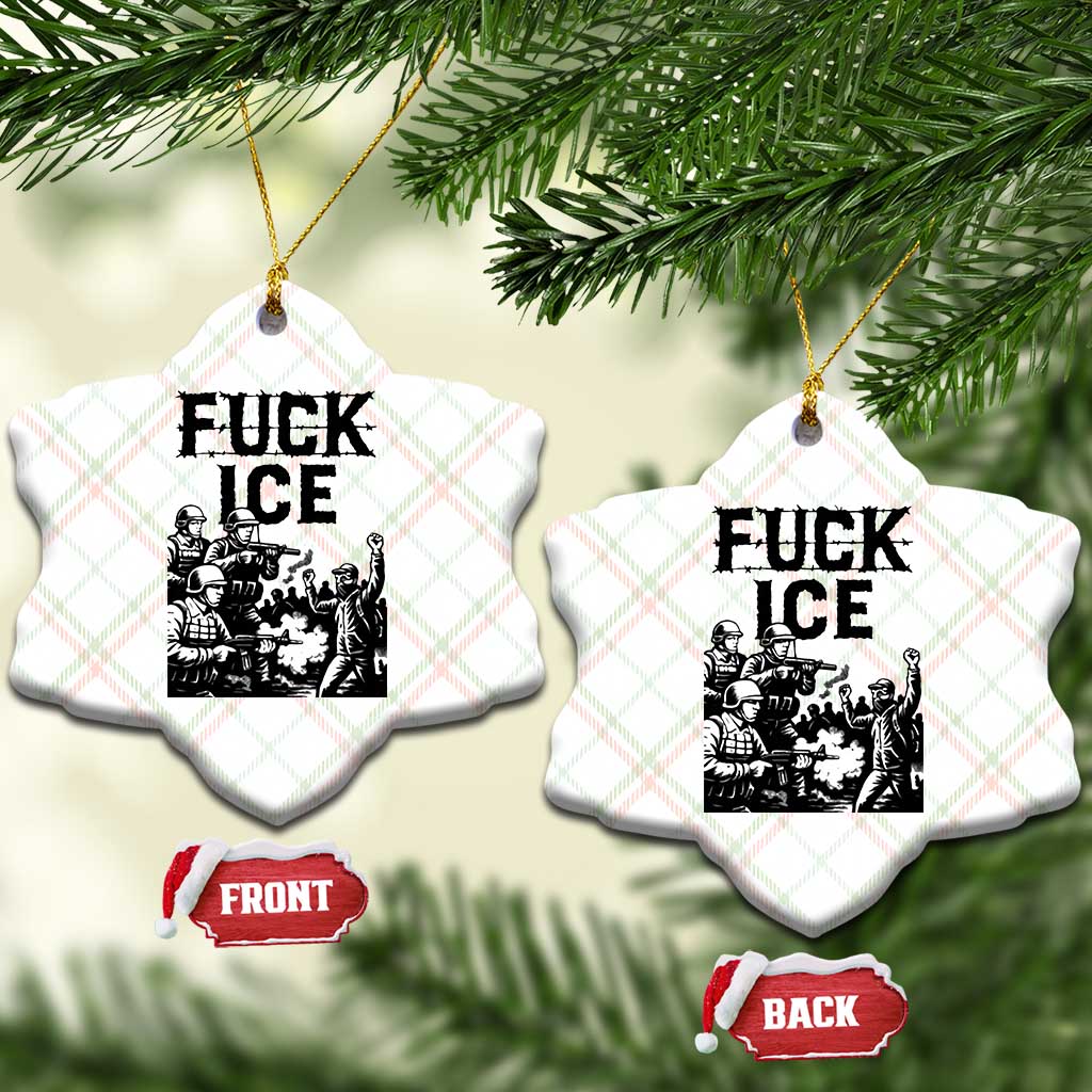 F Ice Riot Protest Graphic Ceramic Ornament Political Resistance Against Ice Violence TS02 Print Your Wear