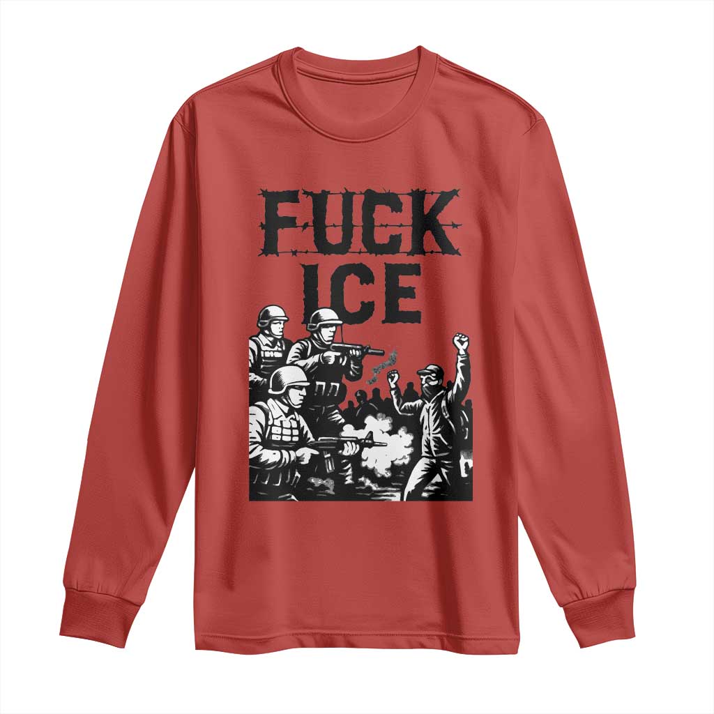 F Ice Riot Protest Graphic Long Sleeve Shirt Political Resistance Against Ice Violence TS02 Red Print Your Wear