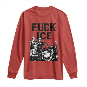 F Ice Riot Protest Graphic Long Sleeve Shirt Political Resistance Against Ice Violence TS02 Red Print Your Wear